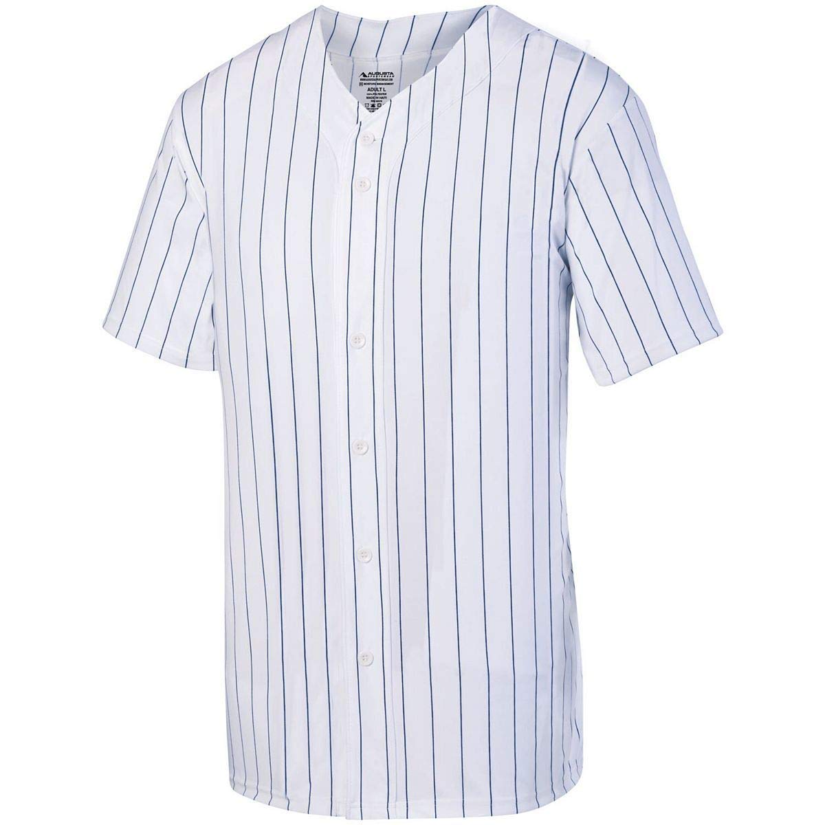 Augusta Sportswear Boys' Pinstripe Full Button Baseball Jersey L White/Navy
