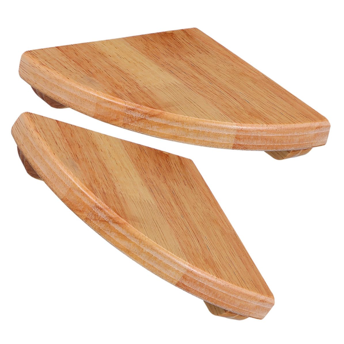 Étagère d'angle murale en bois de caoutchouc | Lot de 2 étagères 15 cm forme éventail