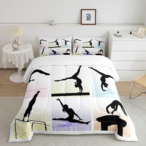 Miniatura 1 de Erosebridal Juego de ropa de cama de gimnasia de tamaño matrimonial, juego de edredón de princesa danza para niñas adolescentes, juegos de ropa de