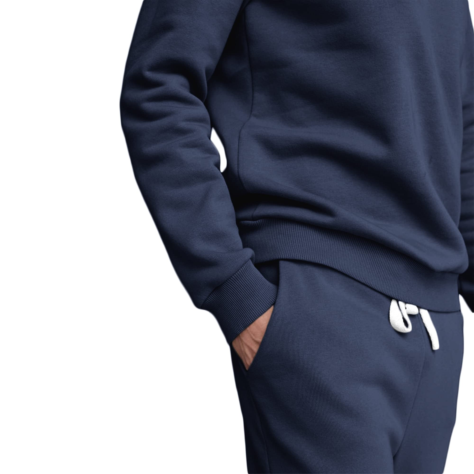 NOTWILD Men's Cotton Tracksuit Set Round Neck Sweatshirt Hoodie Jogger Sweatpants Regular wear Combo (Dark Blue) (M) 1