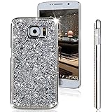 Galaxy S6 Case, ikasus Shiny Sparkle Bling Glitter Handcraft Crystal [Rhinestone Diamond] Hard PC Plated Full Cover Protective Case for Galaxy S6 G920 2015 Version,Diamond: Sliver