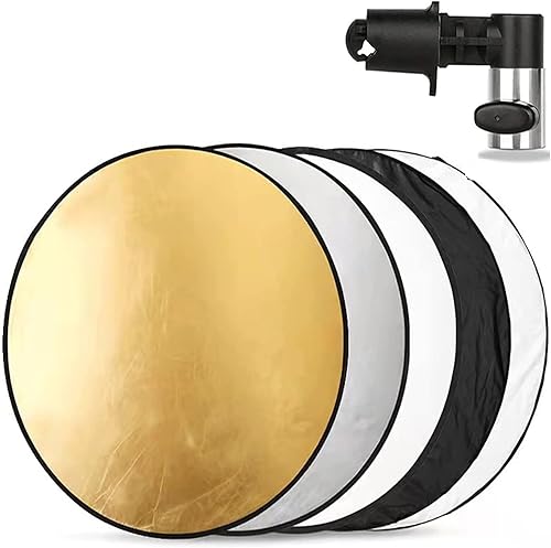 Reflectores de luz para fotografía, multidisco plegable portátil 5 en 1 con bolsa, translúcido, plateado, dorado, negro, blanco difusor para estudio