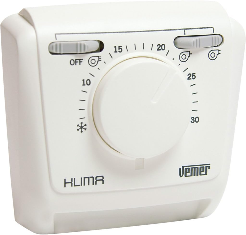 VEMER VE268900 Model KLIMA 3V Wall-mounting Mechanical Gas Expansion Thermostat, Wall-mounting. Color White