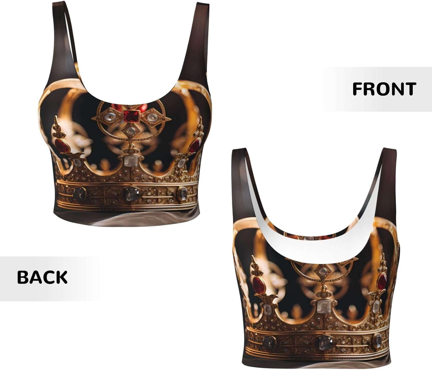 Crown Printed Women's Sports Vest, Suitable for Yoga, Pilates and Fitness Training -