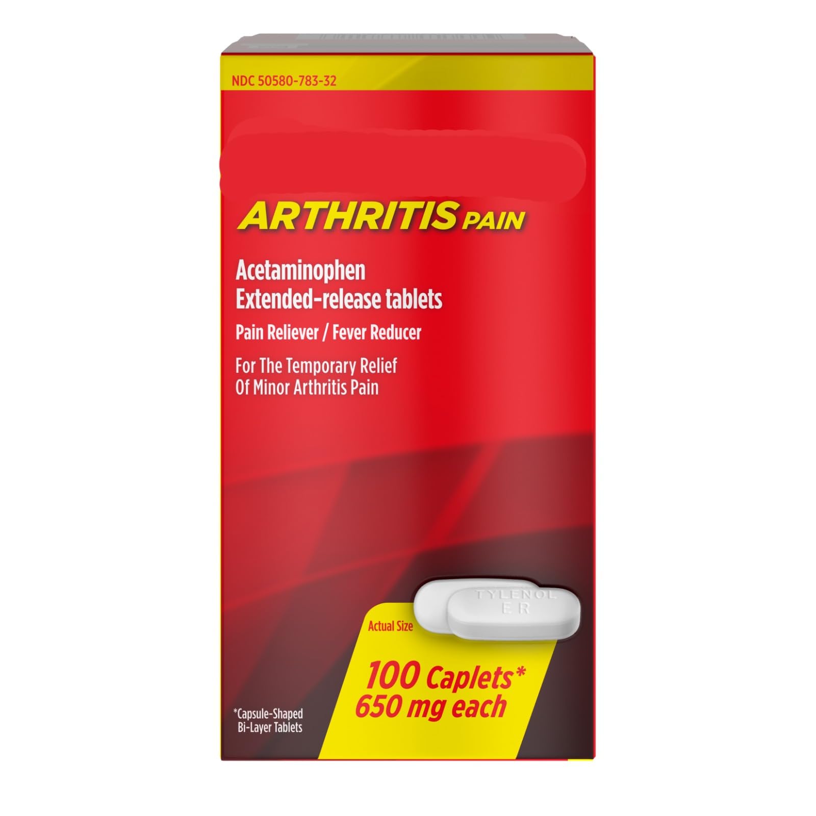 Generic Arthritis Pain Relief - 100 Caplets 650 mg each