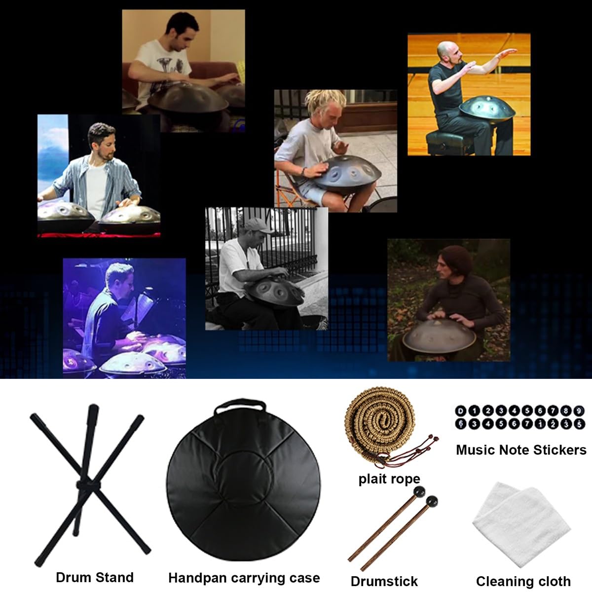 Tamburo in Acciaio a 432 Hz 440Hz 9 Note da 22 Pollici in Re Minore Tamburo Per Handpan per la guarigione del suono la meditazione del personale(Purple,440Hz)