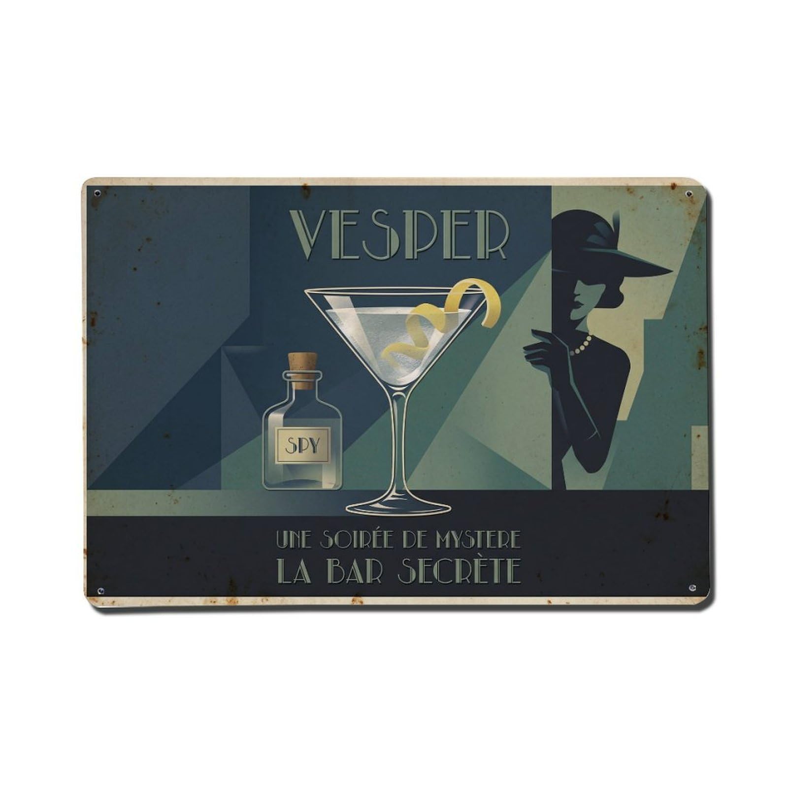 Vesper Mixologist Approved Metal Tin Sign Plaque Wall Decor for Cafe, Club Bar, Office, Home Garden Metal Poster 8x12Inch