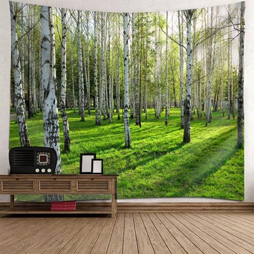 Tapisserie murale petite 150x130 paysage forêt bouleau décoration murale chambre
