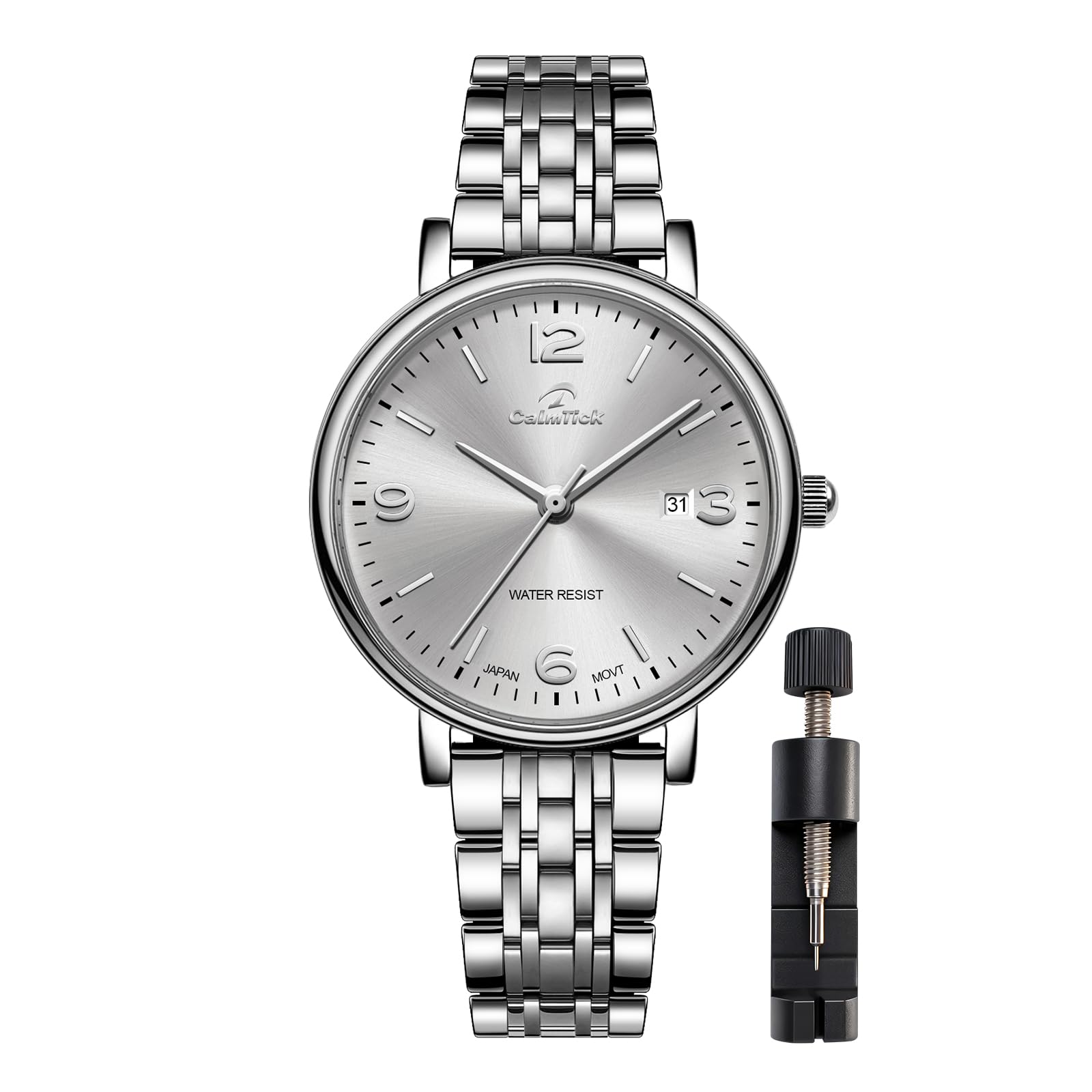 AVTREK Classic Business Reloj Mujer | Correa de acero inoxidable y piel auténtica | 3ATM resistente al agua | VJ12 Japonés Movimiento, Reloj Mujer Barato Calendario, Adecuado para todas las ocasiones