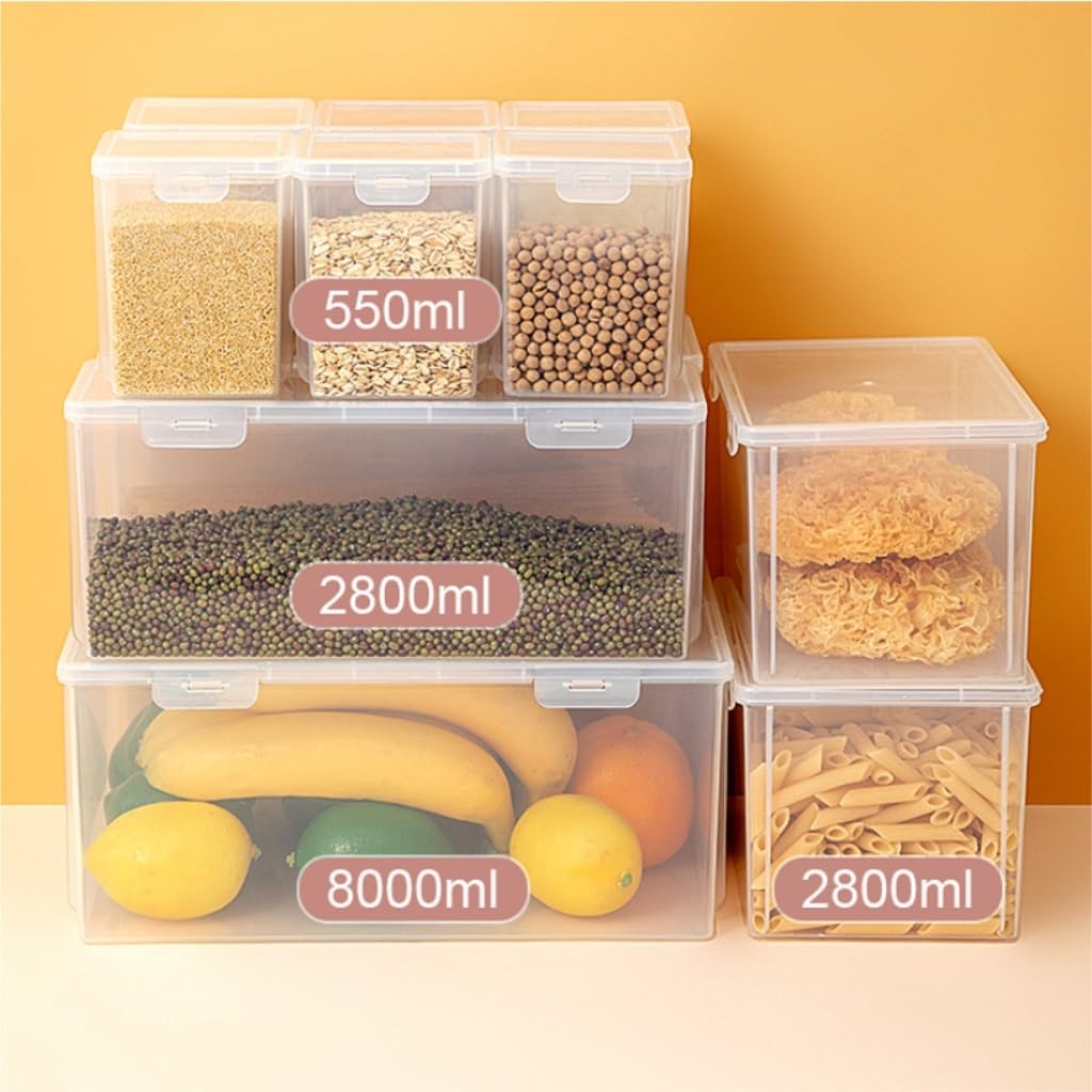 Frischhaltedosen Quadratische transparente Frischhaltebox PP Frischhaltebox Obst- und Gemüsekühlschrank-Aufbewahrungsbox Organizer Kühlschrank (Color : Clear, Size : B)