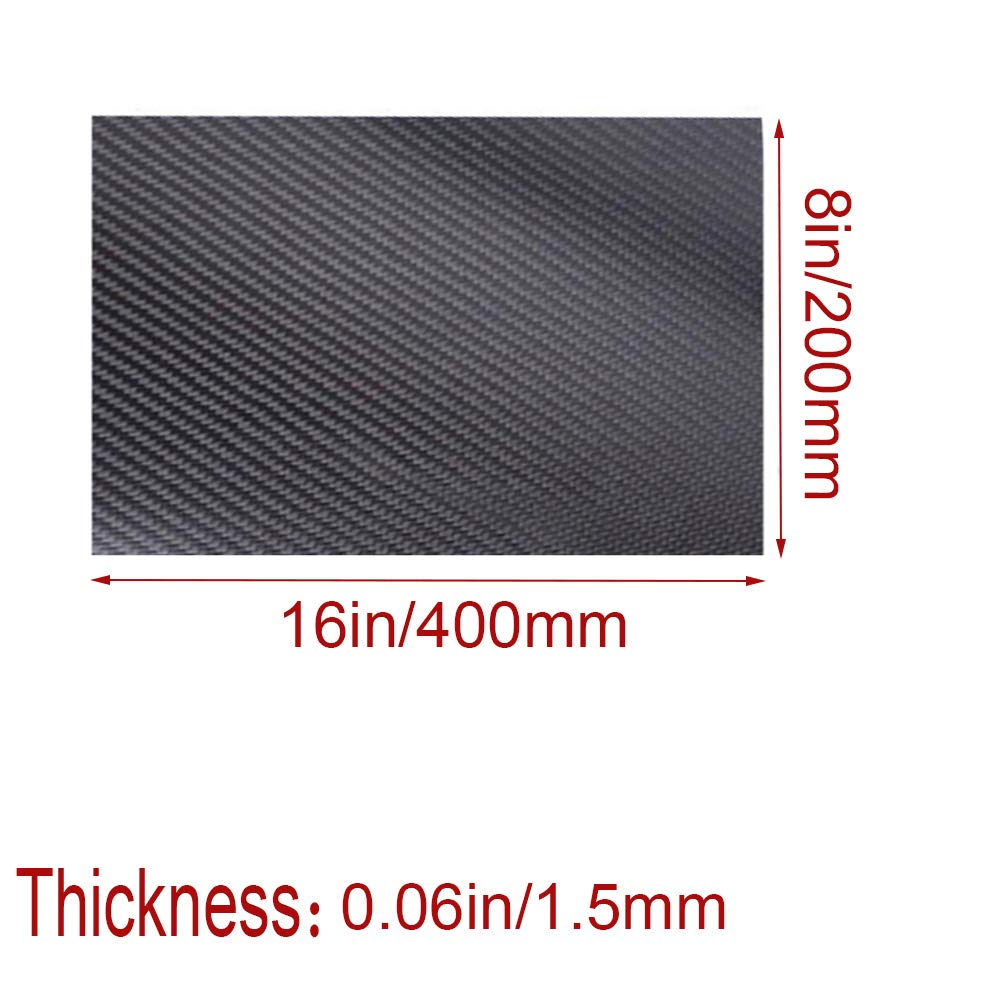 Panel 3K Rigid Laminate multicopter Twill Matte 200mmx400mm(Thickness1.5mm)