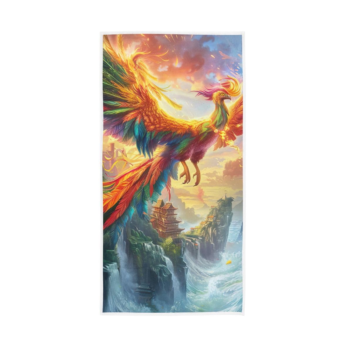 HUYGD Oriental Phoenix Hand Towel, Hand Towels for Bathroom 15 x 30 Inches, Absorbent Towels