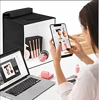 Mini Estúdio Fotográfico Portátil 30x30cm com LED – Caixa de Luz Dobrável com Fundos, Ideal para Fotos de Produtos e E-commerce