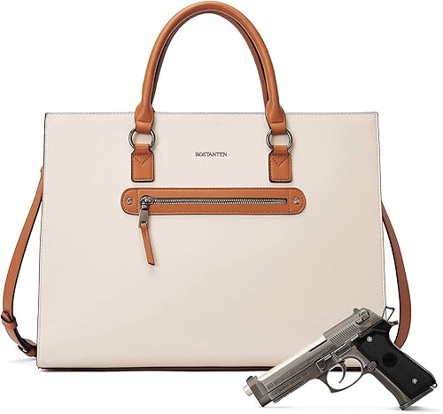 Miniatura 2 de BOSTANTEN Maletín de cuero para laptop para mujer, cartera para mujer