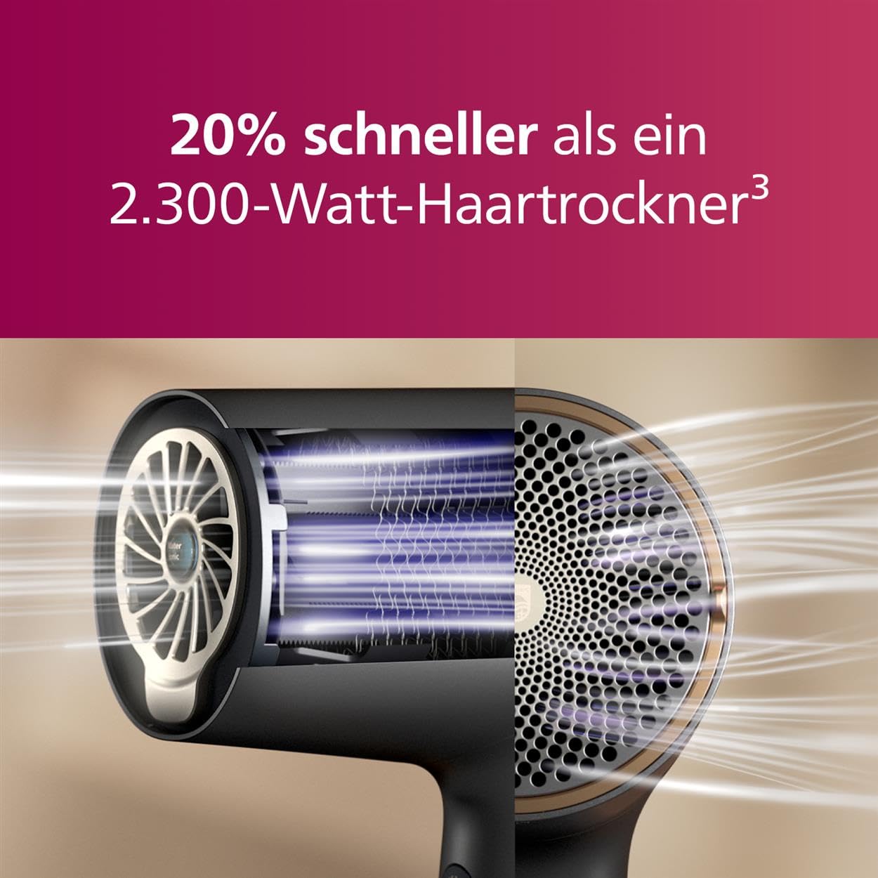 Philips Haartrockner der Serie 7000, mit Leichtigkeit trocknen und stylen, ThermoShield Advanced Technologie, mineralische Ionen, mit Düse und Diffusor, 1.800 W (Modell BHD713/10)