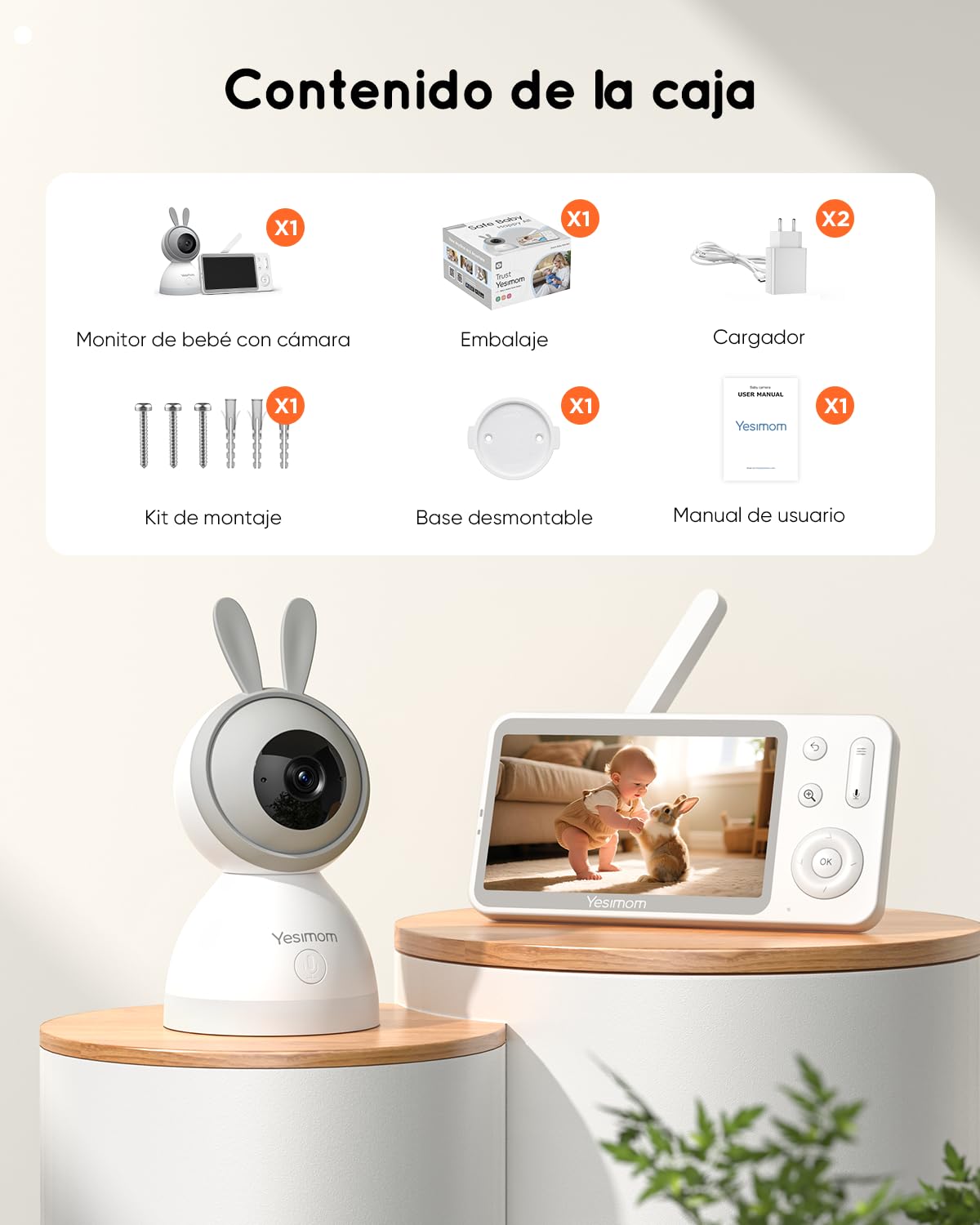 12.7 cm 2K/3MP kamera monitorująca dla niemowląt z ekranem IPS, ostrzeżenie o płaczu na monitorze i telefonie komórkowym, wyraźne widzenie w nocy, całkowity obrót 360°, podwójna kontrola, WiFi | Monitorowanie i sterowanie aplikacją, wykrywanie ruchu i int
