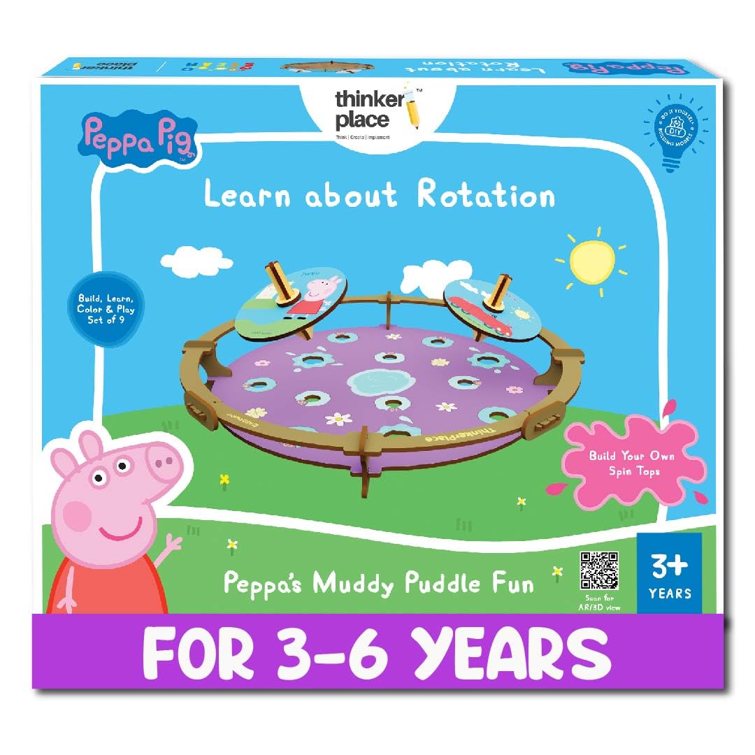 ThinkerPlace Peppa Pig DIY Muddy Puddle Spin Tops Game | Build, Color & Play with Peppa Pig Spin Tops | STEM Educational Toy for Kids Age 3, 4, 5+ Years | Science & Learning Toy (B0D8T9S14N) Amazon Price History, Amazon Price Tracker