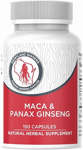 Cápsulas de raíz de maca + Panax Ginseng coreano - Extracto concentrado negro + raíz de maca roja + amarillo, cápsulas de Panax Ginseng 150 unidades