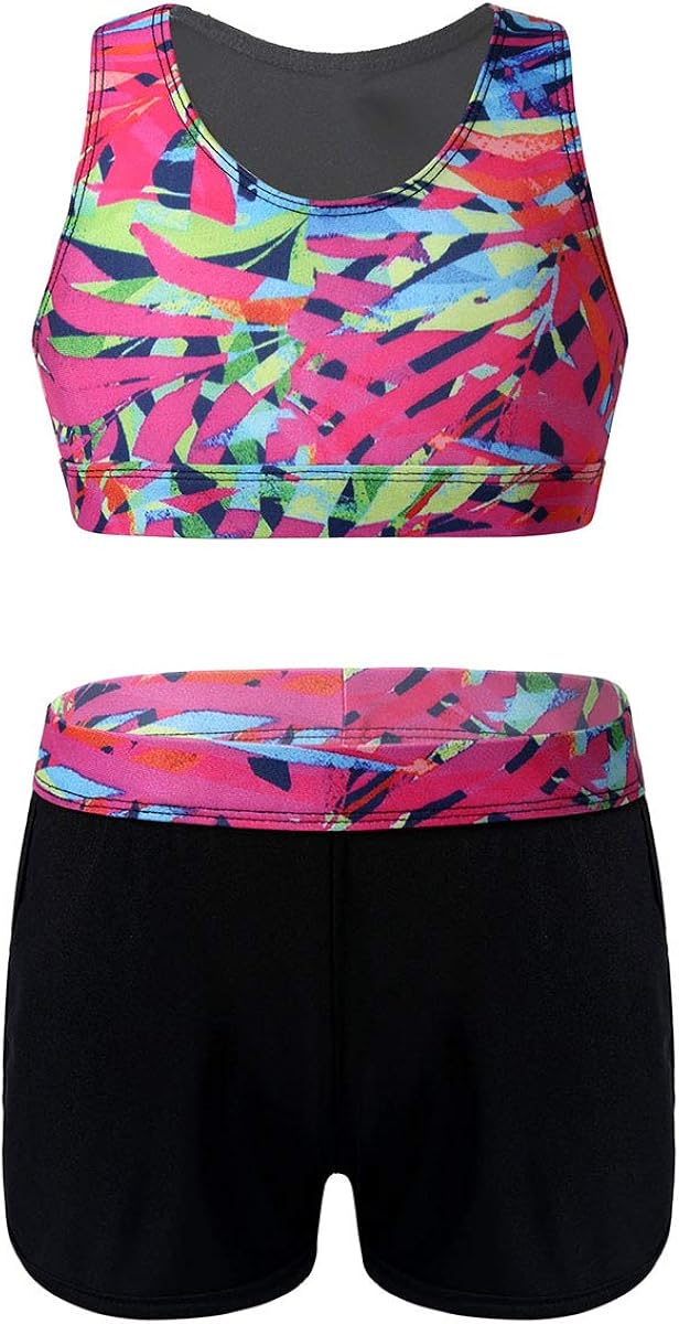 Mädchen Sportanzug Set - Ärmelloses Crop Top Mit Langhose Für Tanz & Gymnastik