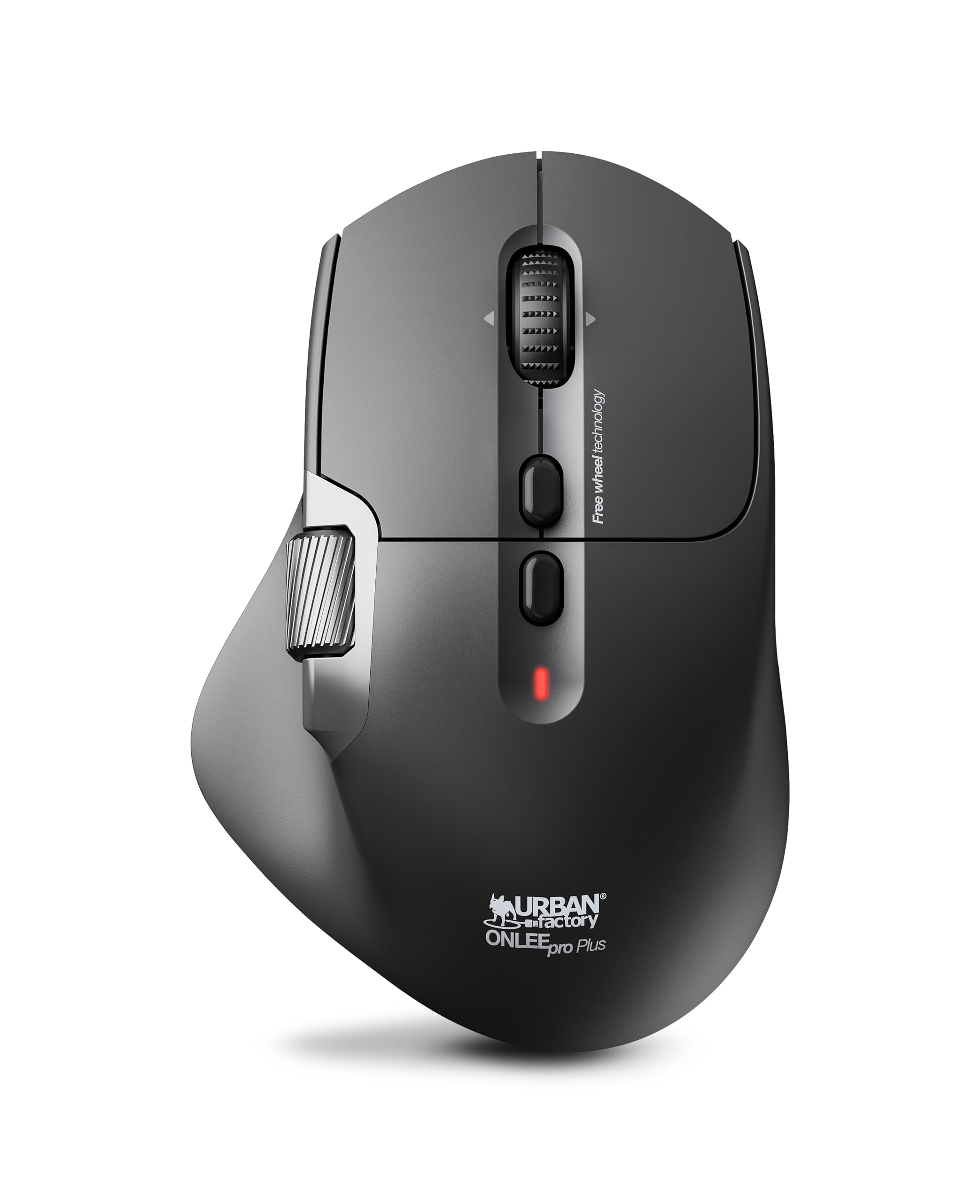 Urban Factory Onlee Pro Plus Souris Bluetooth 5.2 et 2.4GHz – 3200 DPI, Double Molette Freewheel et Latérale, 10 Boutons Silencieux, Batterie Amovible Rechargeable USB-C, PC Mac Tablette