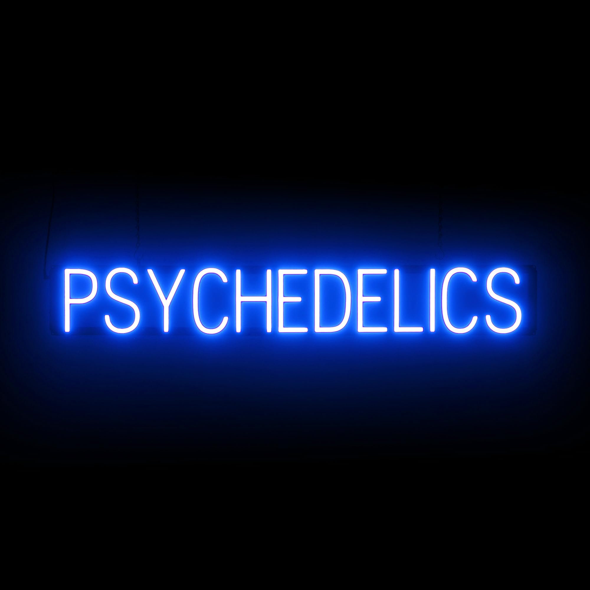 SpellBrite LED Neon PSYCHEDELICS Sign for Business - Blue, 43" x 6"