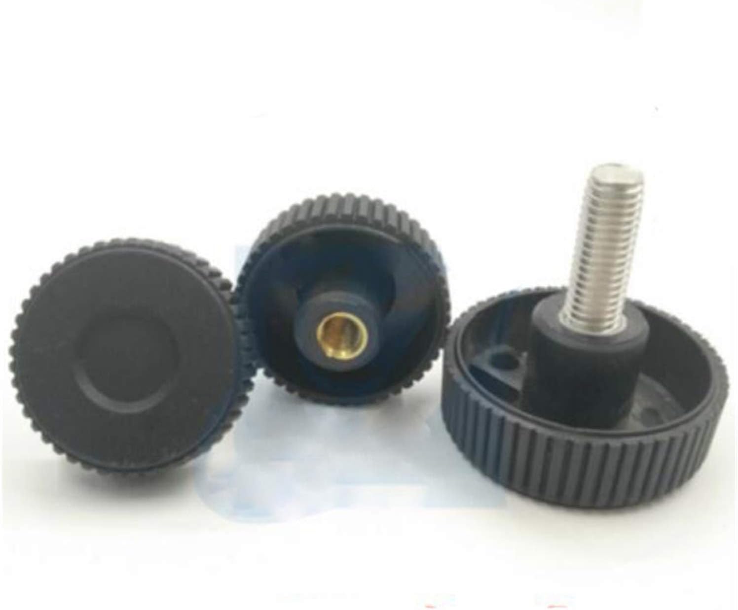 SHENYI Screw Handle 2pcs M8 M10 Concave Hand Screw Knob Nylon Round Head Black Embossed Hand Wheel Plastic Mesh Handle Stainless Steel Bolt Hardware Accessories (Dimensions : M8 x 35mm)