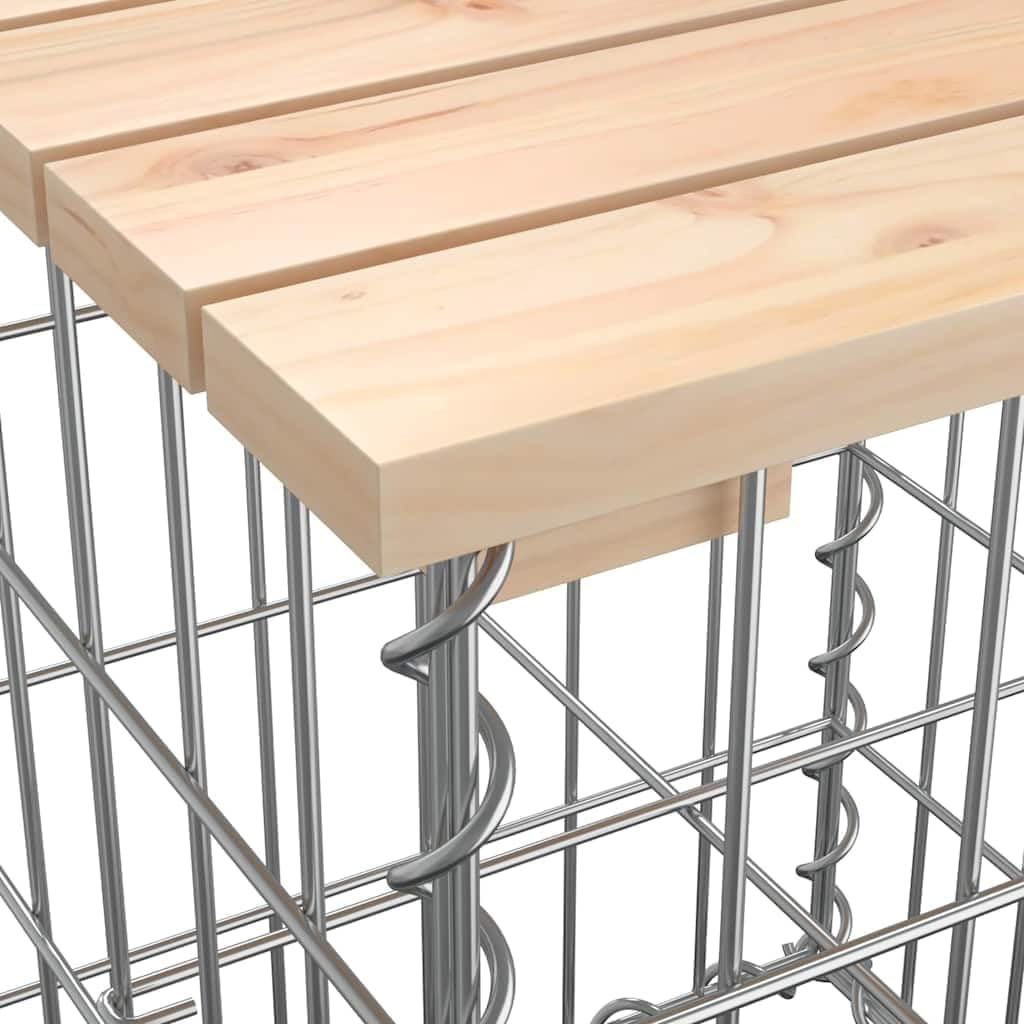 Garden Bench With Gabion Basket Natural Pine, Silver,Rustic Solid Pine Wood Garden Bench with Gabion Basket Design Comfortable Seating for 2, Outdoor Patio & Yard Furniture Relaxation Patio Furniture