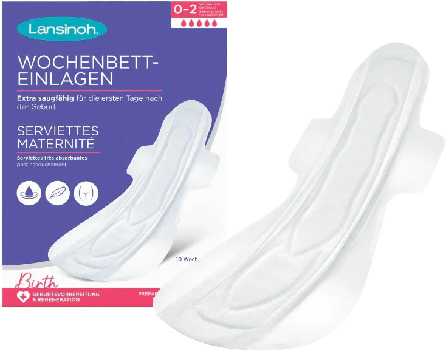 Puerperium Pads - Pack of 10 - Extra Absorbent & Breathable - For Strong Weekly Flow & The First Days After Birth