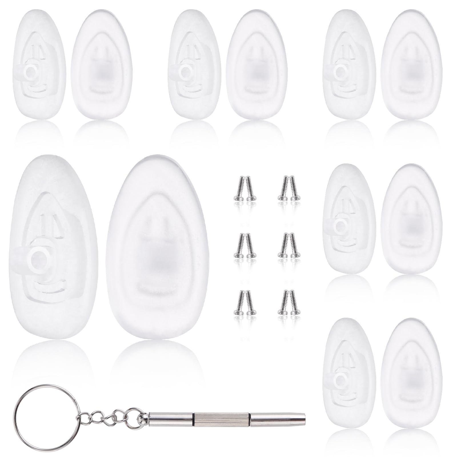 simarro set de reparación de gafas, 6 pares de almohadillas de silicona para la nariz + 6 pares de tornillos + 1 destornillador, almohadillas antideslizantes para gafas de sol slip stopper lentes