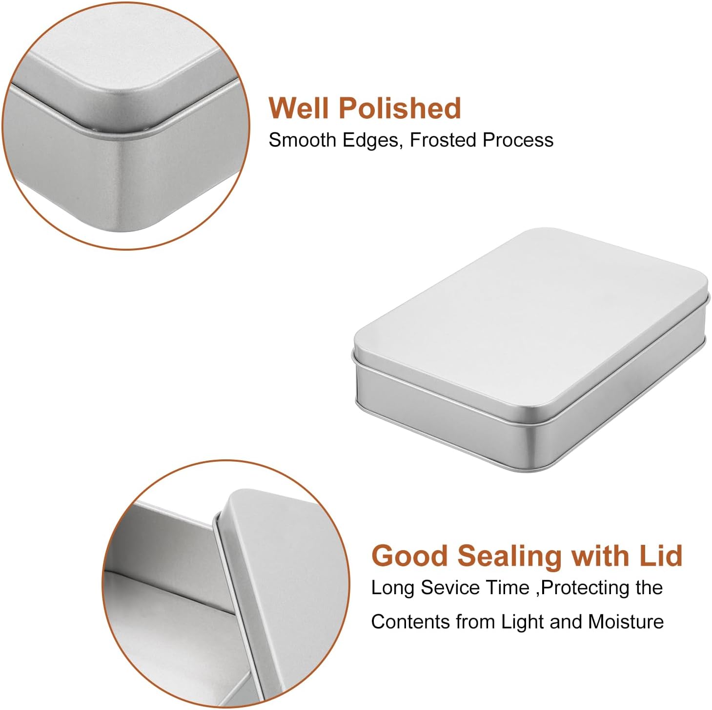 uxcell Metal Tin Box Containers, 6Pcs 6.3x4.3x1.4 Inch Silver Mini Portable Metal Rectangular Empty Hinged Tins Box with Lid for Candy Tins Gift Card