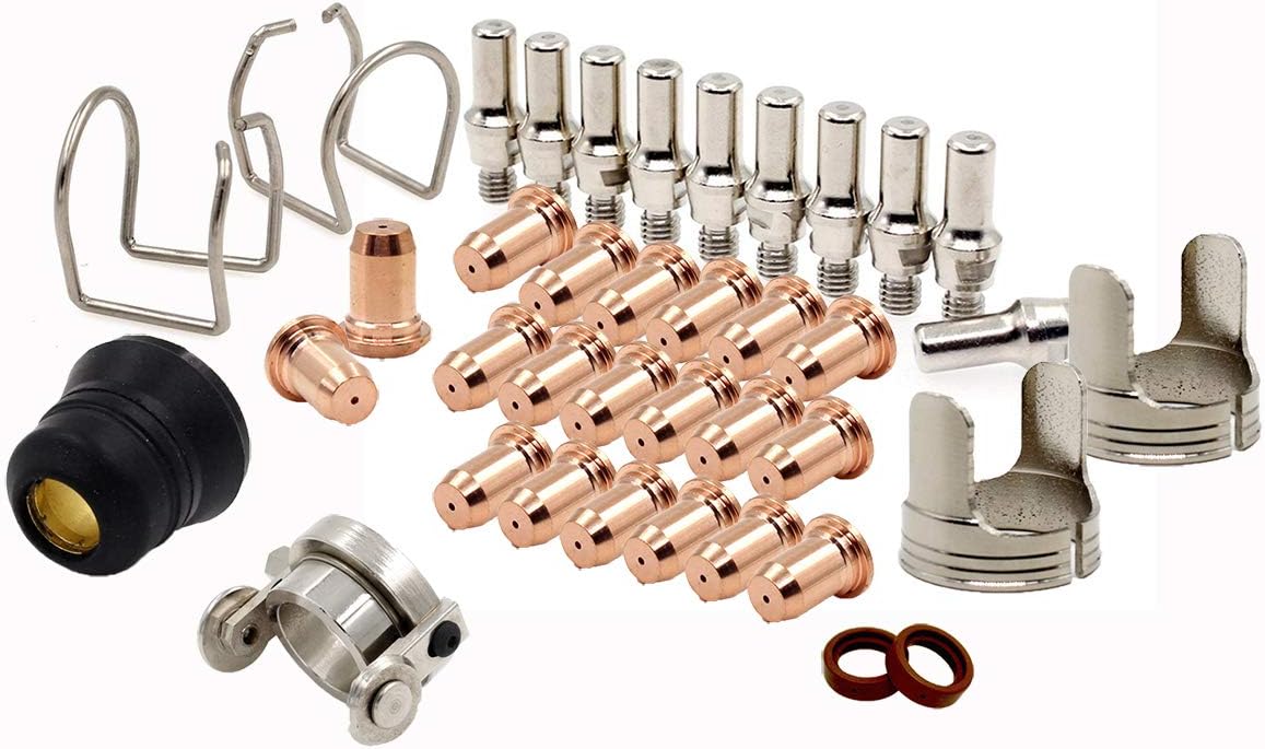 33-Piece Plasma Cutter Consumables Kit - Fits Herocut HC4000 IPT-40/PT-40 Torch (Electrodes, Tips, Cup, Ring)
