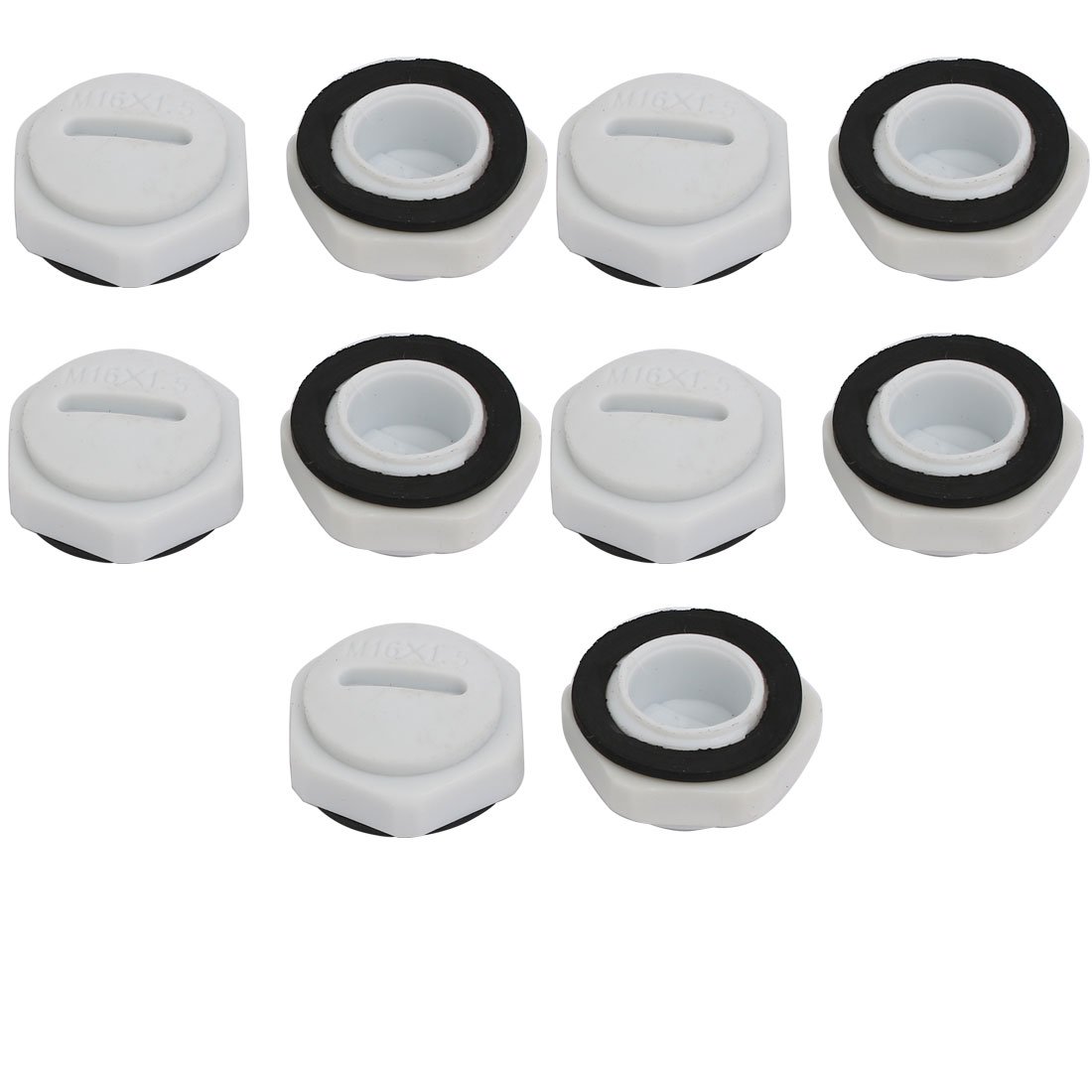 Aexit M16 Nylon Transmission Male Threaded Cable Gland Screw End Cap Cover Gray 10pcs