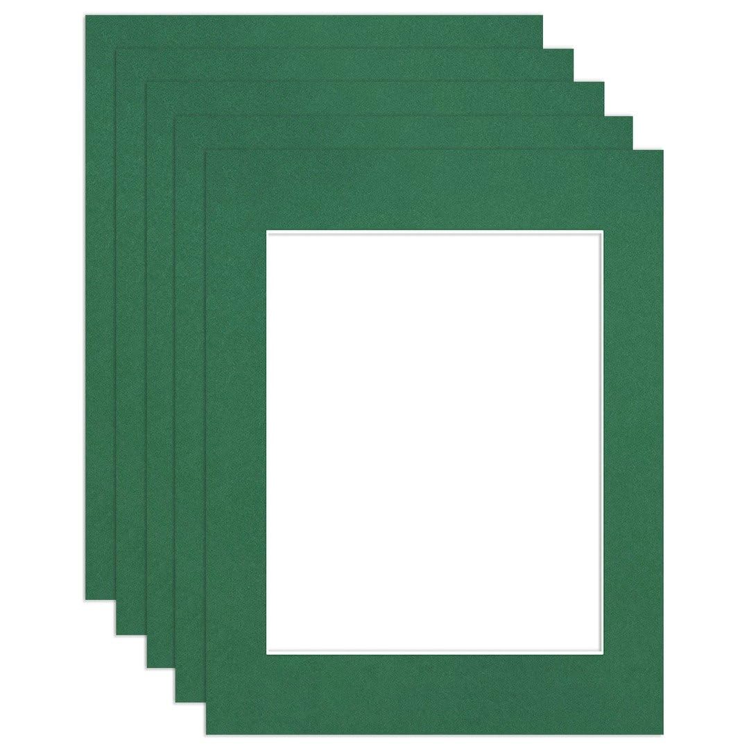 Procut Global 14x11" Emerald Picture Mounts to Fit 10x8" Aperture - Precision Cut Cardboard Photo Mount - Ideal for Frames, Prints, Artwork & Certificates - Sizes & Colours Available - 5 Pack