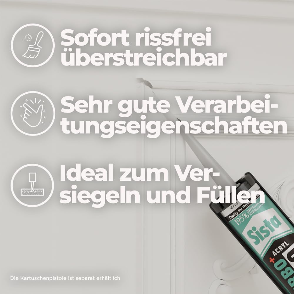 Sista PRO F130 Turbo Acryl Fugenfüller, Weiß, 1x300ml Kartusche (12)
