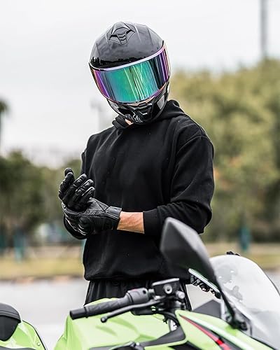 Miniatura 6 de AUBOA - Cascos de motocicleta para hombres y mujeres adultos, casco de bicicleta de calle de cara completa ligero con visera extra transparente,