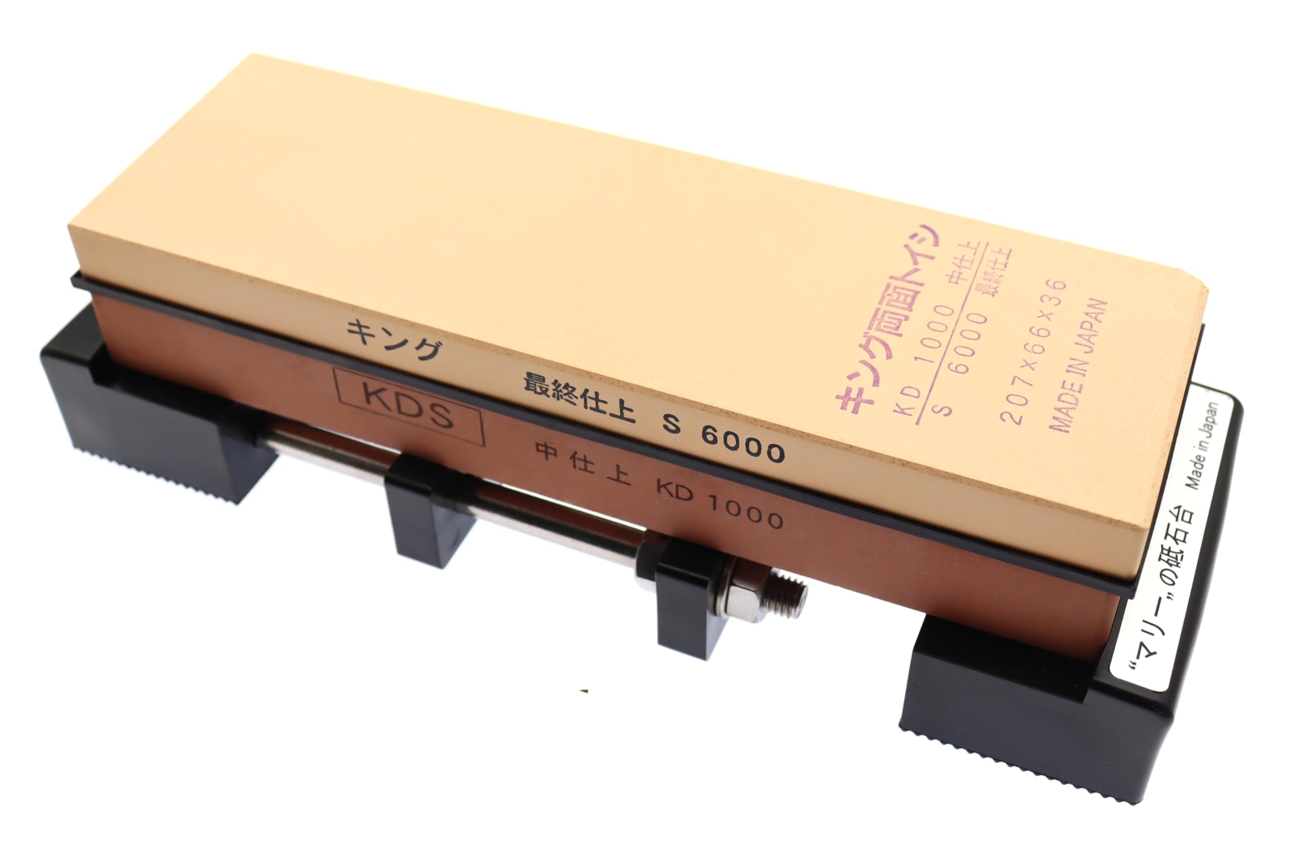 Kit pietra per affilare giapponese King Double Face 1000 6000 e supporto antiscivolo da tavolo, base regolabile per pietra affilatura, misura 185-225 mm, made in Japan