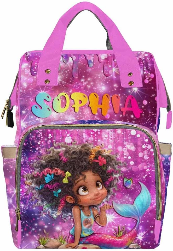 Artsadd Personalized Diaper Bag Backpack with Name Custom Name Backpack Travel Outdoor Mommy Bag Customized Gift for Newborn Baby Boys Girls Nursing Bags Gift for New Mom Dad Birthday Gift
