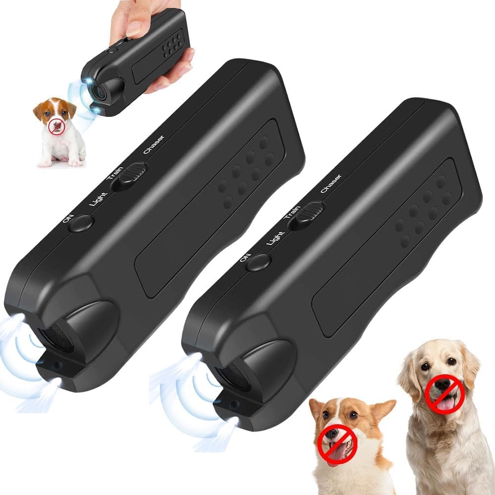 Lot de 2 répulsifs à ultrasons pour chiens - Dispositifs anti-aboiements pour chiens - Dispositif de dissuasion des aboiements de chiens - Dispositif de dissuasion des aboiements de chiens -