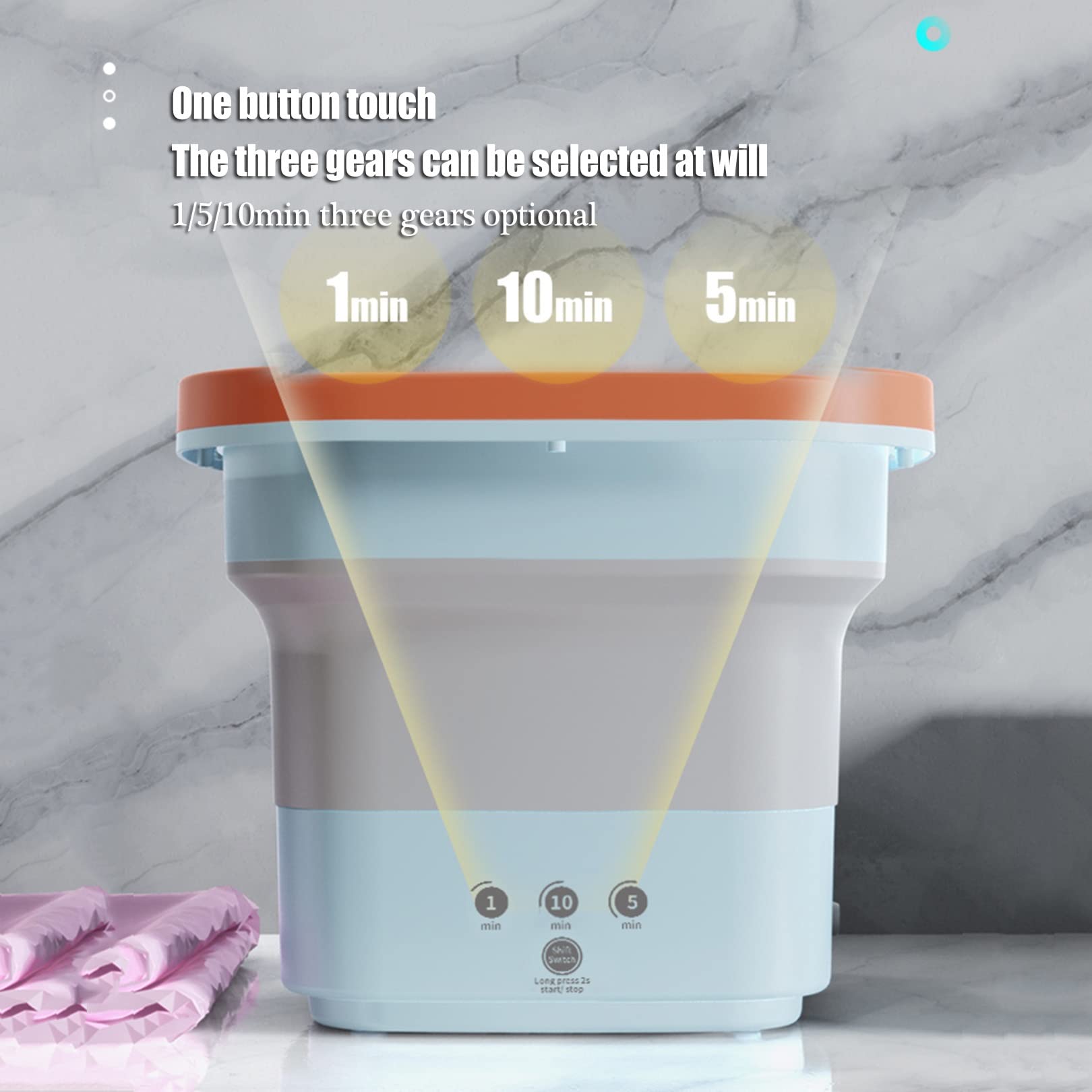 4.5L Mini Lave-Linge, Portable Machine à Laver Mobile pour Le Camping, Petite Turbine Laveuse Automatique pour Voyage Camping Chaussettes sous-vêtements Culottes (Color : Blue)
