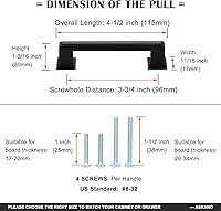 Vista 5 de Paquete de 10 tiradores para gabinete con agujero central de 3-3/4 pulgadas (96mm), tiradores de gabinete negro mate, manijas de cocina negras