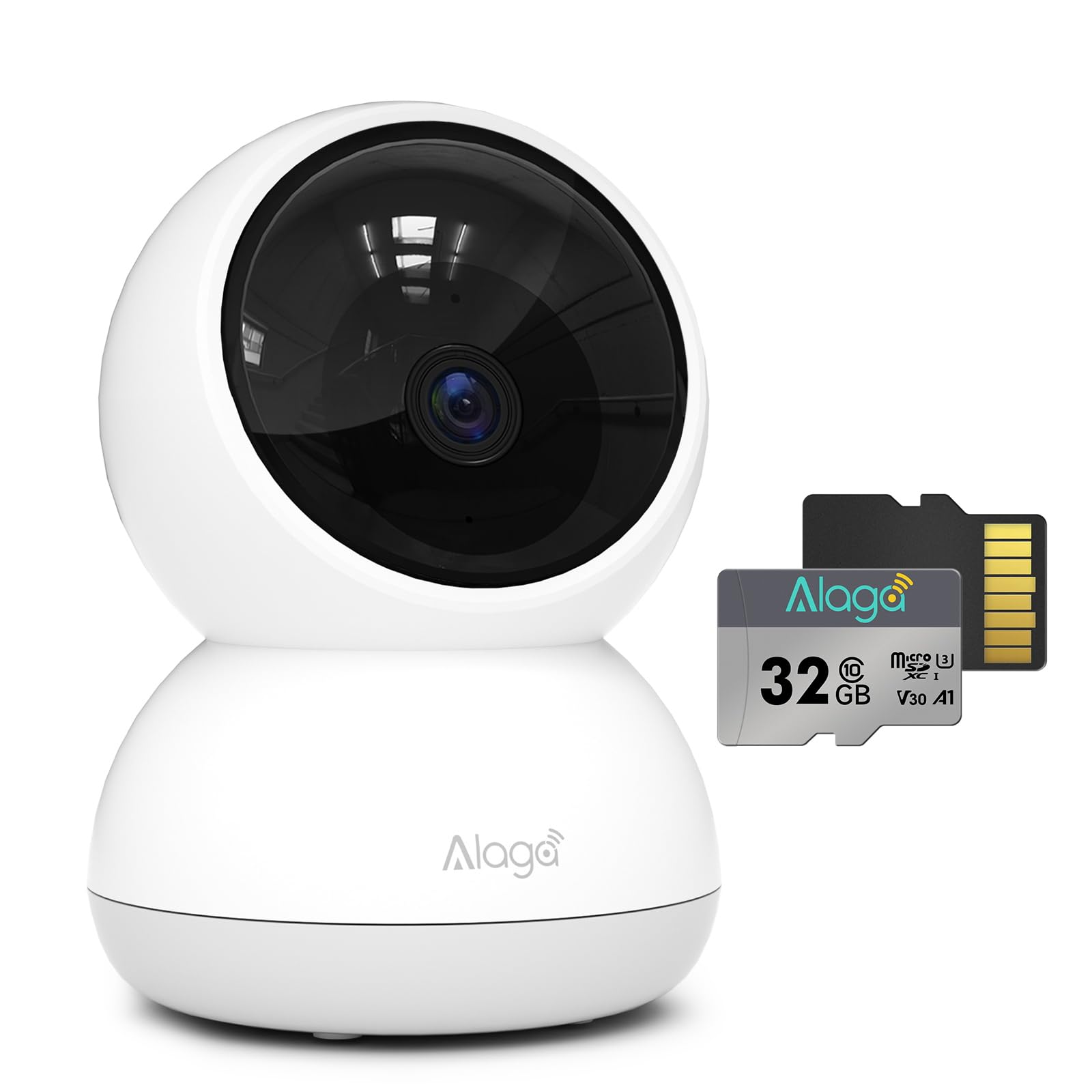 Alaga Telecamere Wifi Interne 3K, Videocamera Sorveglianza, 5G, AI Rilevamento del Movimento, Visione Notturna, Audio Bidirezionale, Compatibile con Alexa e Google Assistant, con Scheda TF da 32GB