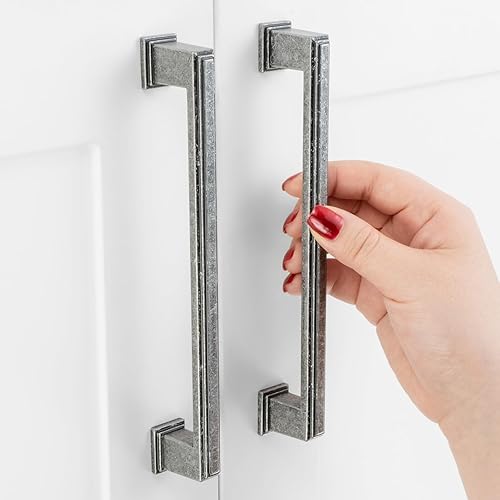 Vista 136 de Paquete de 10 tiradores de gabinete de 6-1/4 pulgadas, tiradores negros mate para gabinetes, accesorios de cocina negros para gabinetes, cajones