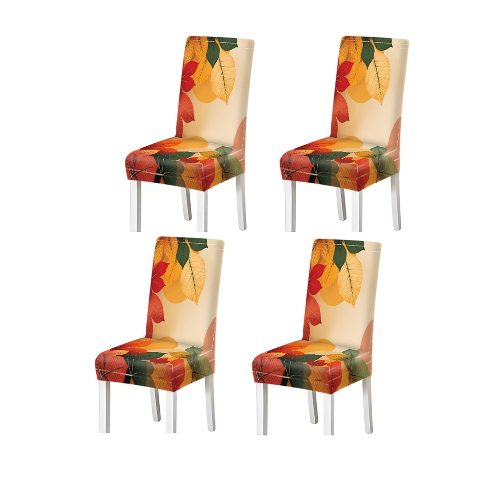 BOSUYBN Autumn Leaves Print Stretch Dining Chair Covers, Set Of 2/4/6 Furniture Protectors for Home Dining Room(4PCSChair cover)