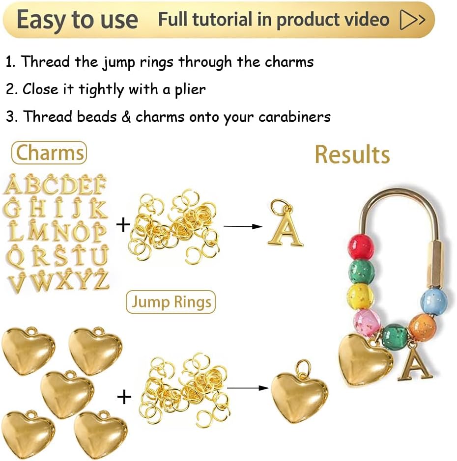 680pcs Large Hole Beads Kit Set DIY Carabiner Bag Charm Keychain Kit