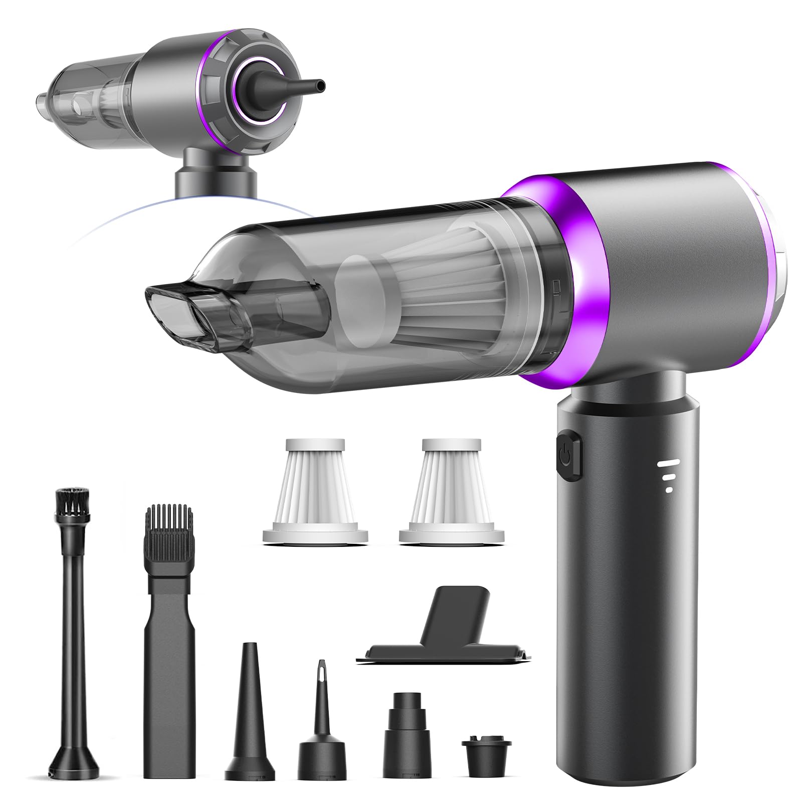 Kedifoai Aspirabriciole Senza Fili, 20000Pa 4 in 1 Aspirapolvere Auto Portatile,Aspiratore e Soffiatore con Motore Brushless,USB C Mini Aspirapolvere Potente per Auto Casa Ufficio Peli di Domestici