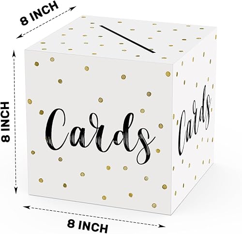 Miniatura 2 de Caja de tarjetas con puntos de lámina dorada, 8 x 8 x 8 pulgadas, soporte para caja de dinero de regalo, boda, fiesta, cumpleaños, despedida de