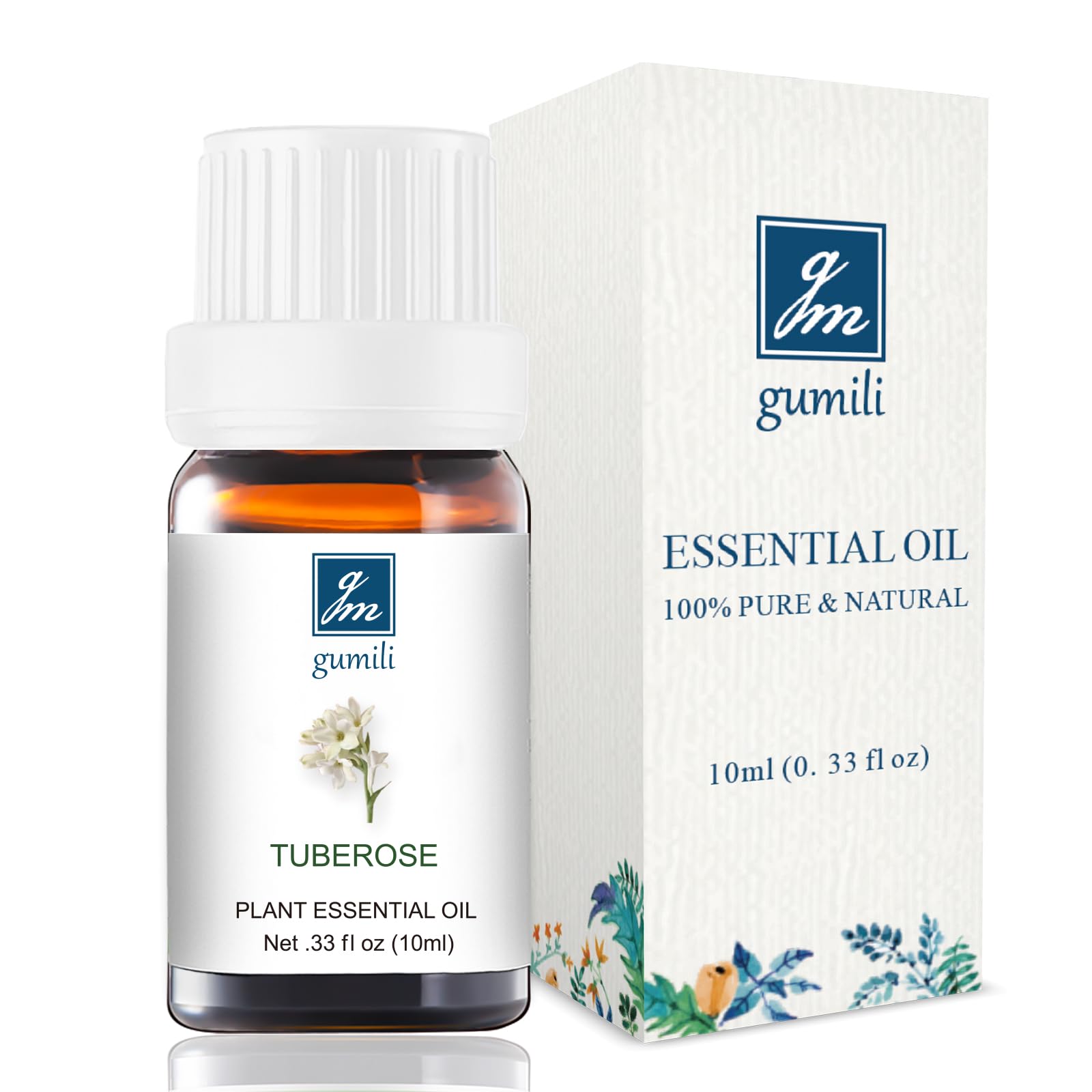 GM Gumili Tuberose Essential Oil - Pure Natural Fragrance for Aromatherapy, Perfume Making, Candles, Soap, Room Spray, Diffuser Blends - Organic, 10mL