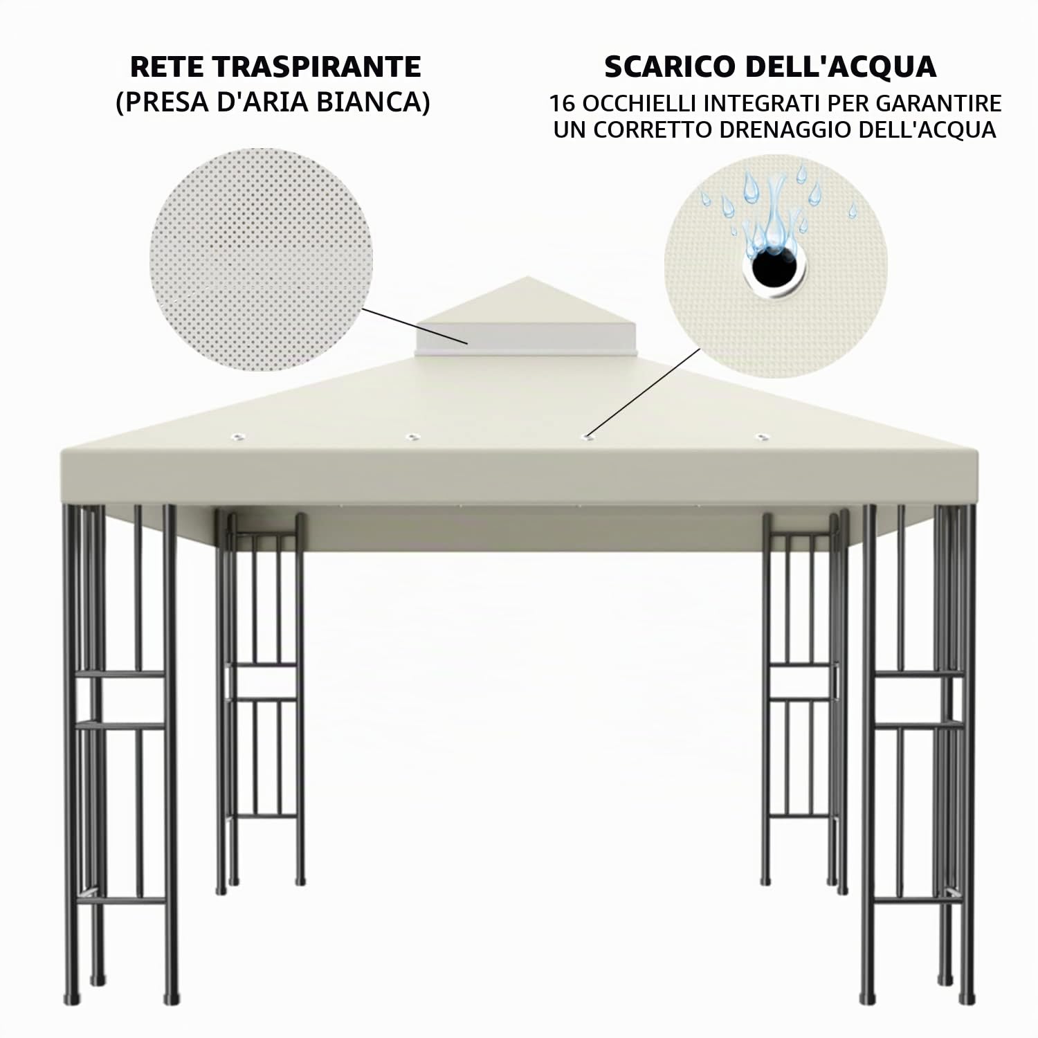 Sumfaller, copertura superiore di ricambio per gazebo, 3,5 x 3,5 m, a doppio livello, copertura superiore per patio, giardino, barbecue, tetto e griglia (beige)