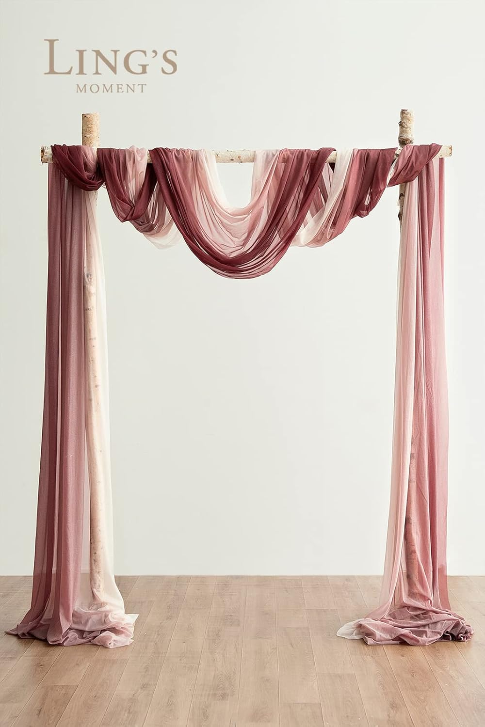 Ling's Moment Ombre Extra Wide 60" x 32Ft Wedding Arch Draping Fabric for Wedding Ceremony Reception Swag Decorations,Shades of Burgundy
