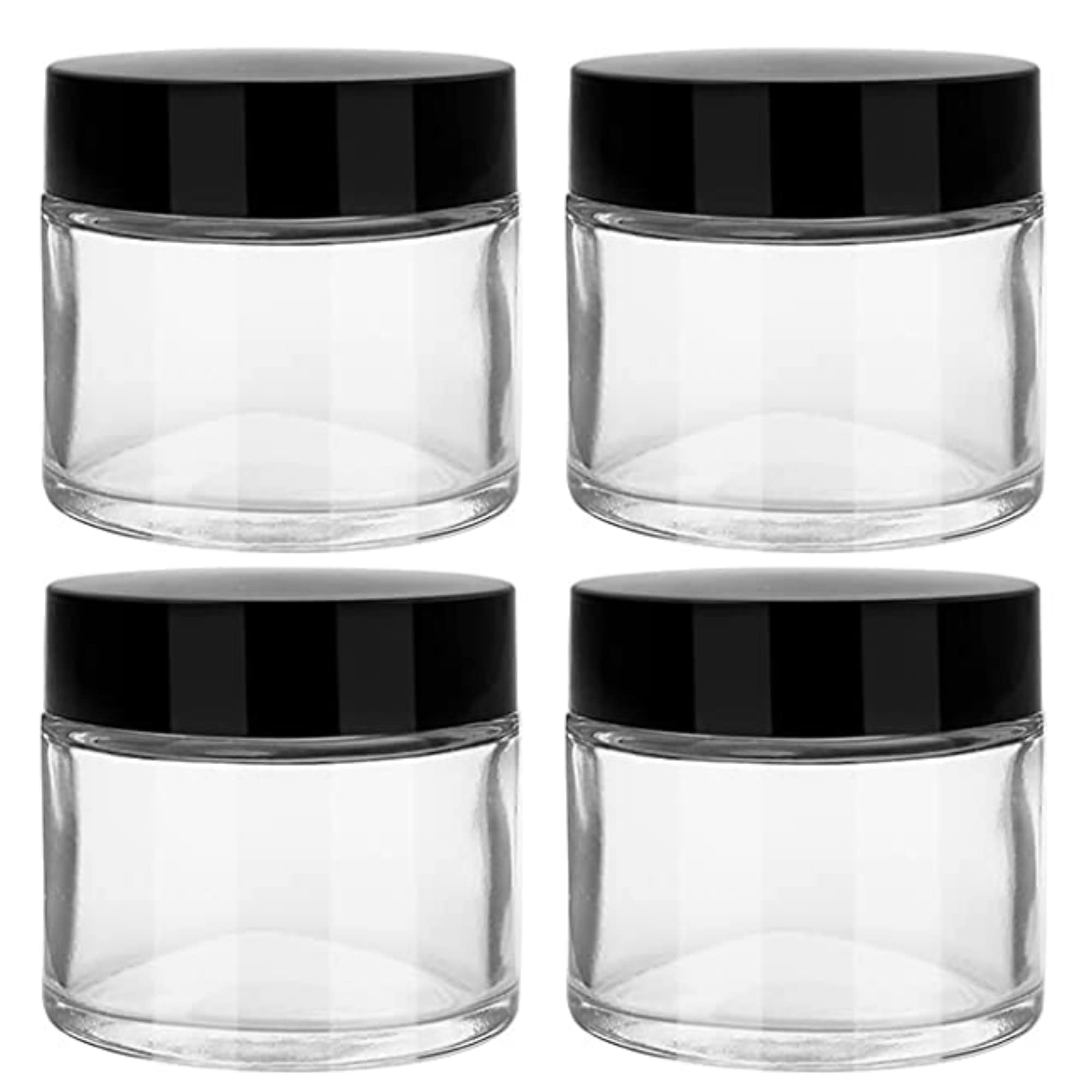 Multipurpose (Pack of 4) Round Clear Glass Cosmetic Jars,50gm with Inner Liners and Black Lids, Travel Jars, Refillable for Makeup, Cream, Lotion, Sugar Scrubs, Eye Shadow Paint, Jewelry-image-24